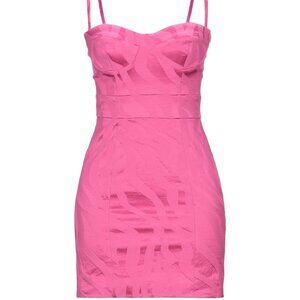 RRP€435 JUST CAVALLI Jacquard Sheath Dress US4 IT40 S Stretch Pink